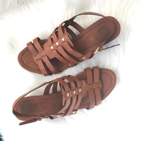 Ralph Lauren Lucetta Tan Leather Wedge Sandal, 8 - Picture 5 of 11